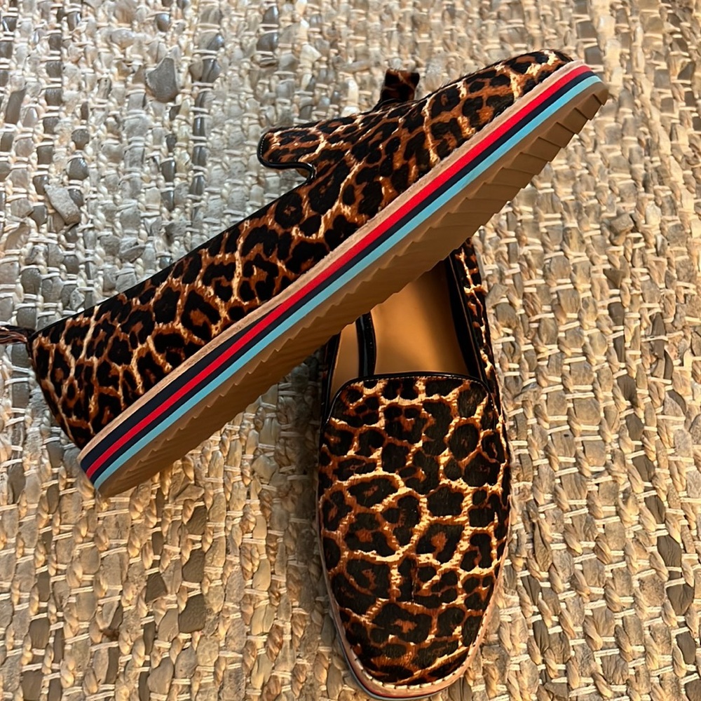 Perfect pony hair loafers with stripe sole NEVER WORN